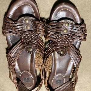 Frye brown woven leather sandals
